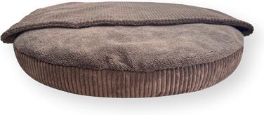 Ліжко для собак 4L Textil Vigo з капюшоном, печеринка для собак, ковдра, корзина для собак, спальний мішок для собак, корзинка для собак, матеріал: Cord, середні породи собак, з ковдрою (Темно-коричневий, L 90 x B 90 x H 12 см)