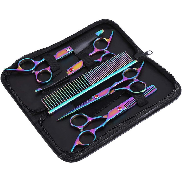 Набір професійних ножиць для грумінгу собак Restokki, нержавіюча сталь, для догляду за довгою та короткою шерстю собак, котів та інших домашніх тварин