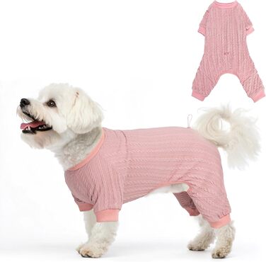 Піжама для собак SCENEREAL, теплий зимовий костюм для цуценят, рожева, розмір S (обхват грудей 20 дюймів)