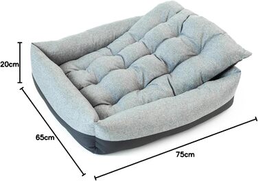 Лежанка для собак вологостійка 75x65x20 см сірого кольору - лежанка-кошик для маленьких та великих собак з неслизьким дном