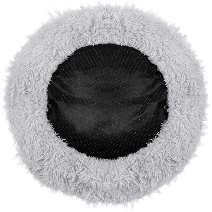 Кругле ліжко для собак Springos з штучного хутра, 90 см, сірий колір - комфортний та затишний лежак з антиковзною основою