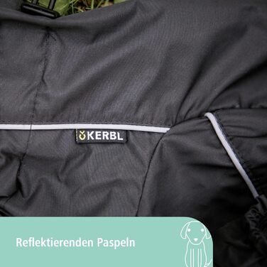 Водонепроникний дощовик для собак Kerbl Manchester, чорний, 50 см, X-Large, легко одягається, з регульованими гумками, вітрозахисний, машинне прання