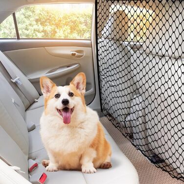 Сітка захисту для автомобіля, 120x90 см: бар'єр для собак, захист заднього сидіння, двошарова