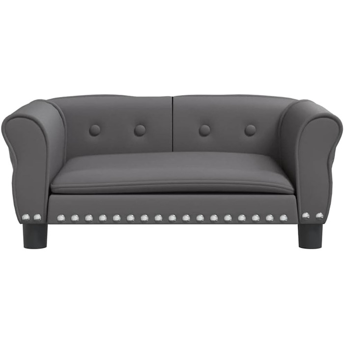 Диван для собак, м'яке ліжко для домашніх тварин, лежанка для собак з штучної шкіри, ліжко для цуценят, диван для домашніх тварин, будиночок для собак, для великих та середніх собак, сучасний та елегантний дизайн, сірий, 70x45x30 см