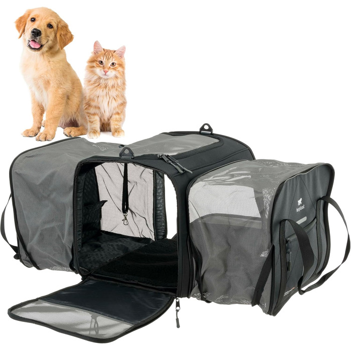 Переноска для собак та котів Ferplast Voyager PRO, чорна, 49x37x39 см, до 15 кг