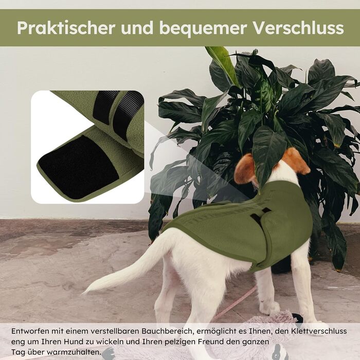 Теплий зимовий пуловер для собак Queenmore з флісу, тепла куртка для собак, жилет для такси, чихуахуа, бульдога (S, оливковий)