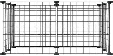 Клітка для домашніх тварин vidaXL, 8 секцій, чорна, 35x35 см, сталевий вольєр для дрібних тварин