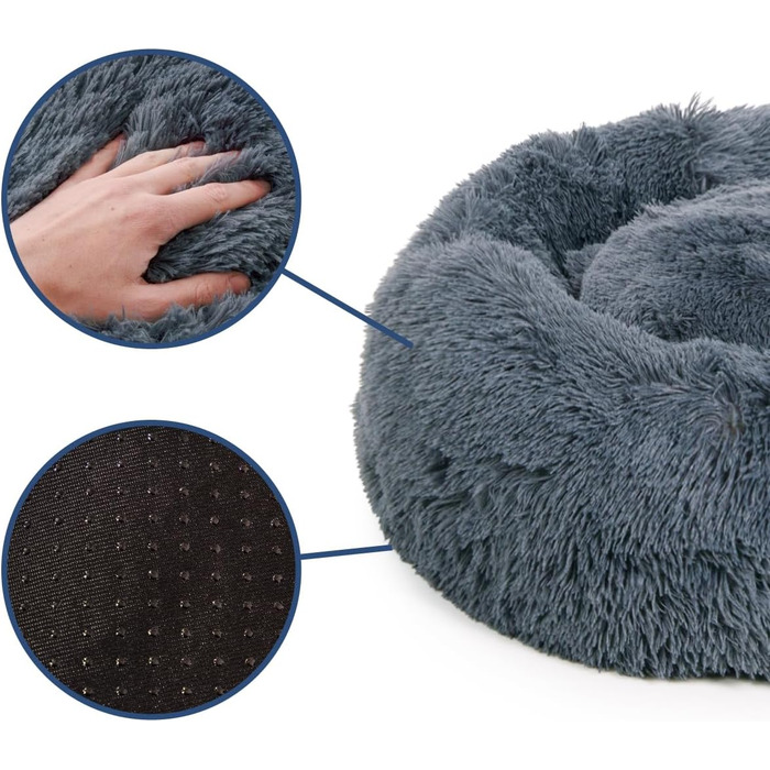 Кругле ліжко для собак Ceddie - м'яке, зручне, темно-сіре, діаметр 100 см