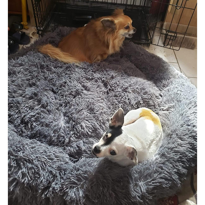 М'яке ліжко для собак Yuly, велике, середнього розміру, зручне, кругле, для котів та собак, рожеве (діаметр 100 см)