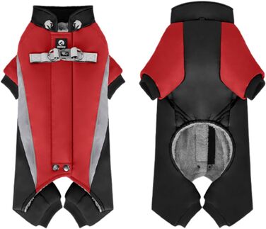 Зимовий теплий одяг для тварин: регульований комбінезон з відбиваючими смугами та D-подібним кільцем (27 см)