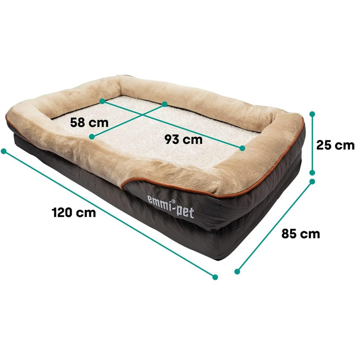 Ортопедичне ліжко для собак Emmi-pet, велике, 120x85x25 см, м'яке та зручне, нековзне, дихаюче, пране, адаптується до форми тіла