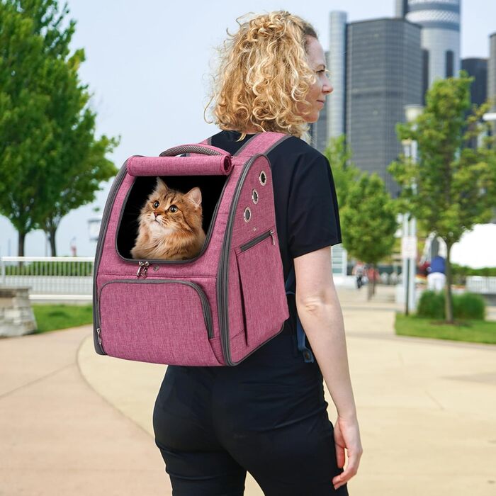 PETCUTE Рюкзак для собак та котів, дихаючий, складний, для подорожей, червоний