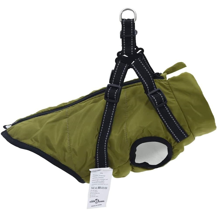 Водонепроникний дощовик для собак від vidaXL з шлейкою, дощовик для собак, теплий дощовик для цуценят, армійний зелений (l24)