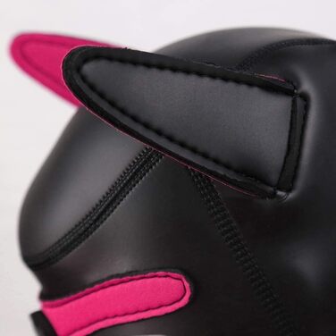 Маска для собак, м'яка латексна маска для домашніх тварин з вухами, маска цуценя, маски для собак, знімний рот, підходить для Хелловіну, святкування, рожевий колір