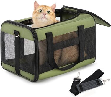 Транспортна переноска для котів та собак Conlun, авіаційна, зелена (M)