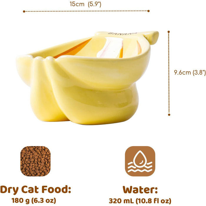 Котлован для котів TIGOADT, керамічний, піднятий, рожевий, з дизайном банана
