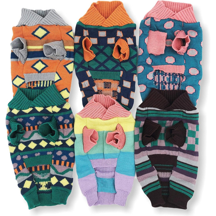 В'язаний теплий пуловер для собак, модна модель, для маленьких та великих тварин, розмір XXS (довжина 20,3 см), помаранчевий ромбік