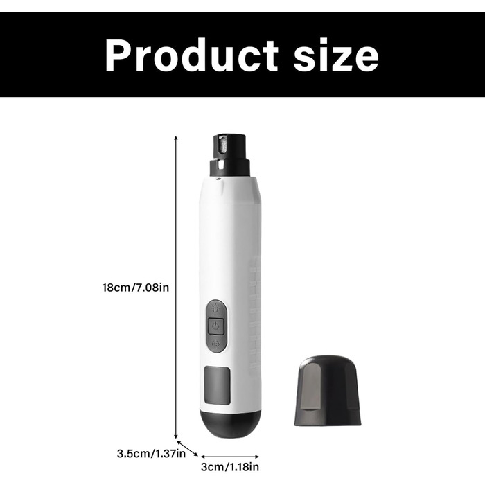 Електричний триммер для когтів домашніх тварин з подвійним світлом та LCD-дисплеєм (Weiß)