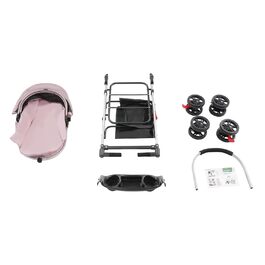 Складаний візок для собак 3-в-1 до 12 кг – Легкий візок для собак з знімним кошиком, регульованою ручкою та повітряним дизайном для маленьких собак та котів (Сакура-Рожевий)