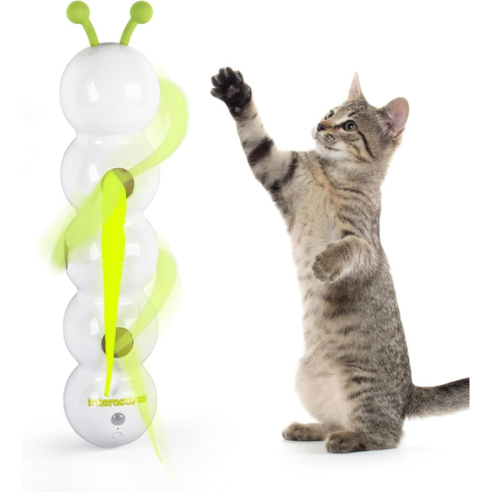 Інтерактивна іграшка для котів ALL FOR PAWS 3 в 1: метелик, м'ячики, випадкові пір'я. Автоматичний спінер для котів, іграшка-гусениця для дому.