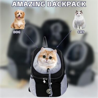 Переносний дихаючий рюкзак для собак та котів, регульований транспортний рюкзак з вікном (Чорний, M)