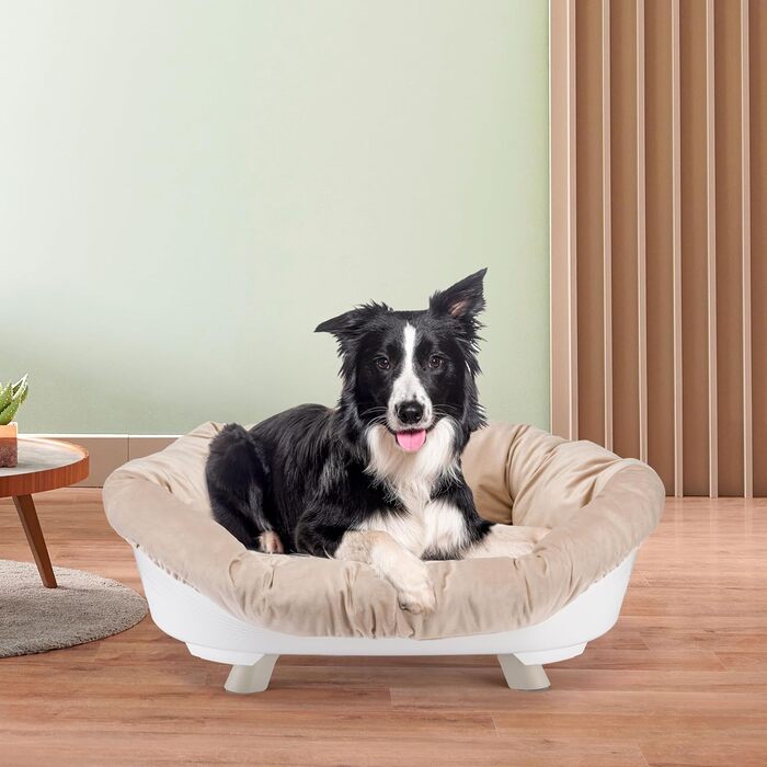 Підвищене ліжко для собак та котів Ferplast Throne, з бавовняним матрацом, біле, 61,5 x 45 x 26 см