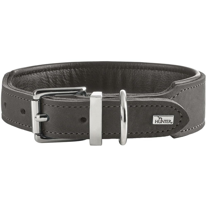 Нашийник для собак HUNTER Malta: м'яка шкіра повного зерна, ручної роботи, Made in Germany, сірий, розмір 50
