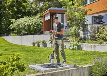 Занурювальний насос Gardena 5900/4 inox для чистої води, 5900 л/год, з фільтром та захистом від сухого ходу, тиха робота