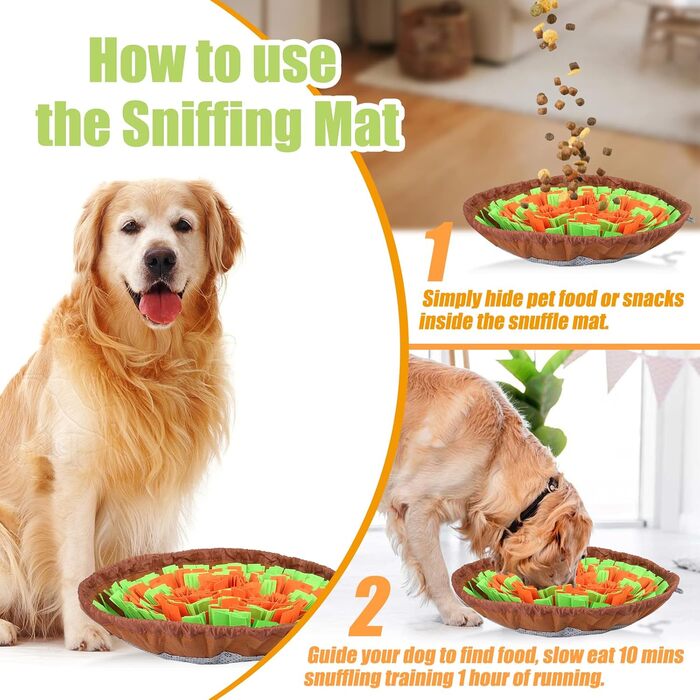 Килимок для собак, килимок для пошуку їжі, повільне годування, тренувальний килимок для цуценят, зелено-помаранчевий