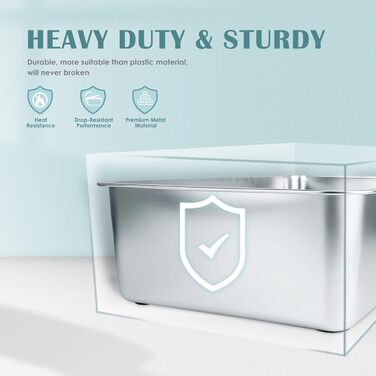 Великий лоток для котів і кроликів IKITCHEN з нержавіючої сталі 50×35×15 см, металевий туалет для тварин, без запаху, не залишає плям, антипригарна гладка поверхня, не ковзає, гумове дно
