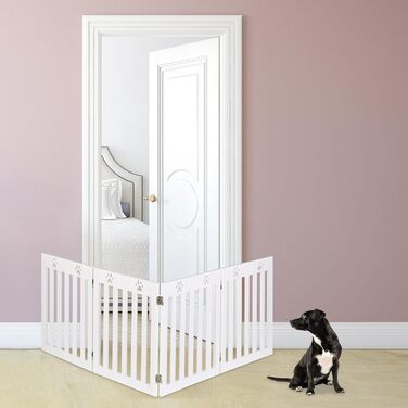 Захисний бар'єр для собак Relaxdays, 60 x 204 см, самостійно встановлюється, складаний, MDF, білий