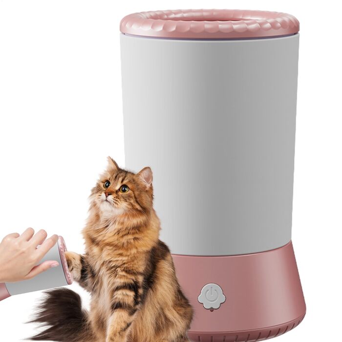 Автоматичний мийник лап для собак та котів | Переносний очищувач лап для домашніх тварин | Білий, Рожевий