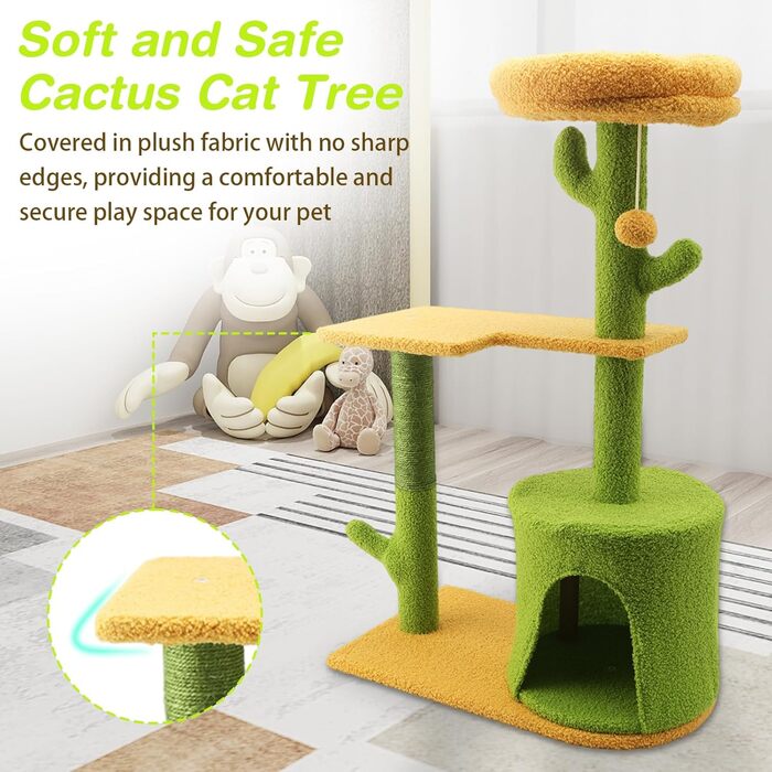 iFCOW Крактауерм: кігтеточка-вежа з платформами та стійкою 80 см для котів середніх порід