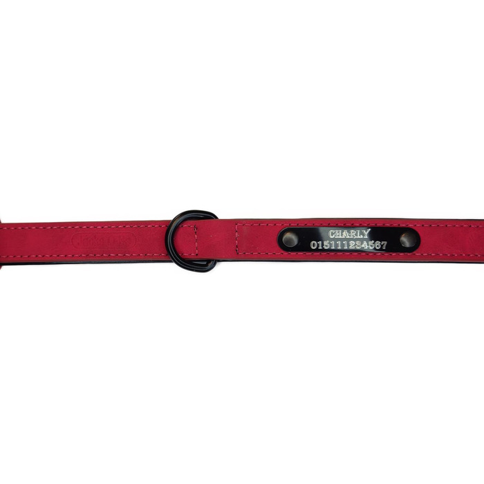 Шкіряний ошийник для собак та котів з персональним гравіюванням Jack & Be - червоний, розмір M