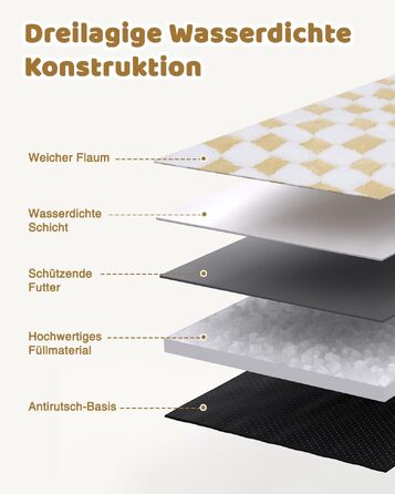 Ліжко ортопедичне для котів KSIIA, м'яке 66x37 см, знімний чохол, для собак дрібних порід, нековзний низ, бежеве