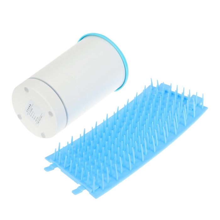 Електричний масажер для лап тварин Yardwe з USB-зарядкою. Миючий пристрій для лап домашніх улюбленців, ротаційний силіконовий чан. Синій та білий колір.