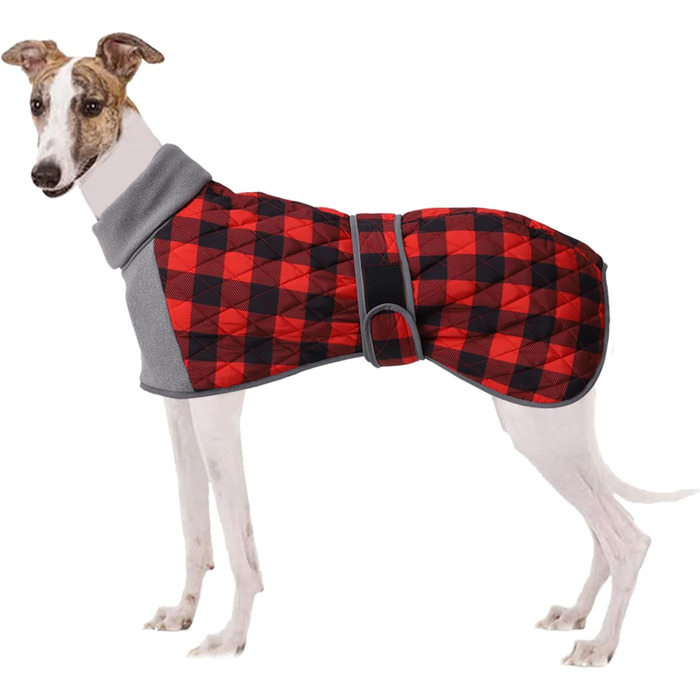 Водонепроникний термо-чохол для собак Warmer, степний, рожево-клітинчастий з флісовою підкладкою, з отвором для шлейки, для собак маленьких, середніх та великих розмірів (X-Small, червоний)