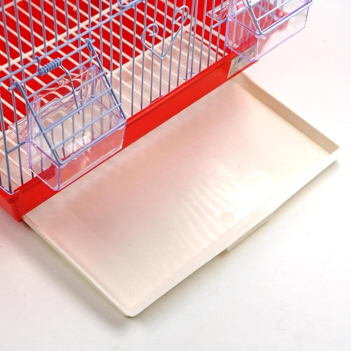 Клітка для птахів з годівницями, жердинами та гойдалками, 34,5x28x49,5 см, зелена (червона)