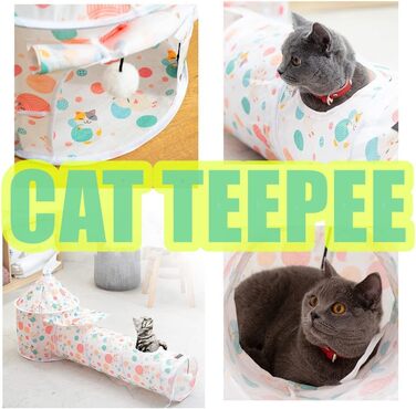 Ігровий тунель для котів та тварин, Pop-Up тунель, складаний, для дому (рожевий)