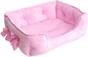 Клітка-ліжко для собак та котів, м'яка, прямокутна, рожева, 58 x 40 x 22 см