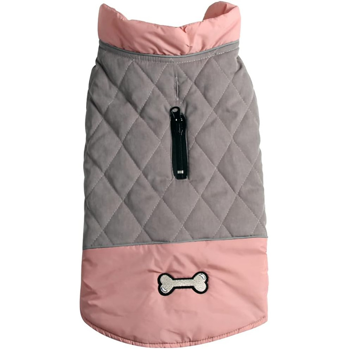Водонепроникний двосторонній теплий зимовий одяг для собак, рожевий та сірий, розмір S (1 шт.)