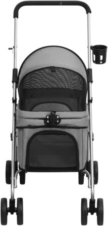 Складаний візок для собак vidaXL 76x50x100 см, сірий, оксфордська тканина, собачий візок-трансформер