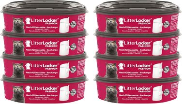 LitterLocker Fashion комплект з 8 змінних касет для утилізації котячого наповнювача, оригінальний контейнер для збору котячого туалету, полегшує прибирання, зручний дизайн