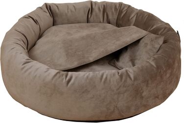 Килимок для собак Luxus Denver | гігієнічний, миючий | розмір M (для маленьких та середніх собак) | затишна печерка з пакетиками для збору відходів | оксамит, пудровий | діаметр 68 см