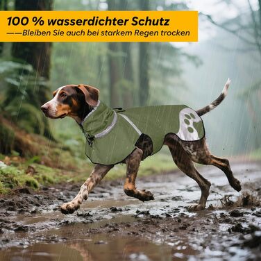 Водонепроникний дощовик для собак, дощова куртка з відбивачем, XL, армійсько-зелений