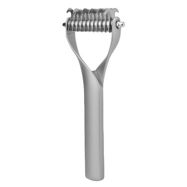 Щітка для собак та котів з довгим волоссям, 2-стороння, для видалення підшерстка, розплутування, з цинкової сплави, довговічна, для бережного догляду за шкірою, ефективна проти ковтунів та відмерлого волосся (S) Срібна