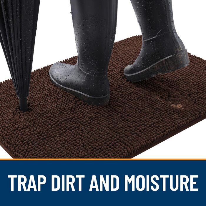 Набір килимків для собак OLANLY, 2 шт., 91.4 x 61 см, поглинають вологу та бруд, швидковисихаючі, неслизькі, пральні, з матеріалу ченілл, коричневі.