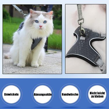 Іграшка для котів Brutgechirr Cat з мережевою тканиною, що дихає, та світловідбиваючими смугами (сірий, M)