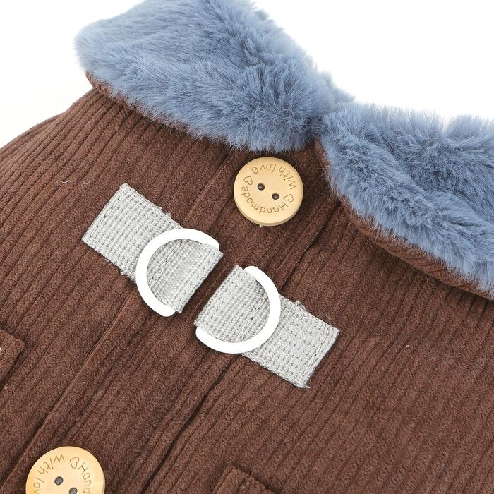 Теплий флісовий куртка для собак породы чихуахуа XL, коричневий, з D-порогом та кишенею