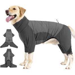 Зимовий теплий одяг для собак: тепла куртка з високим коміром, XL, для малих, середніх та великих порід, для прогулянок та альпінізму, сірий колір